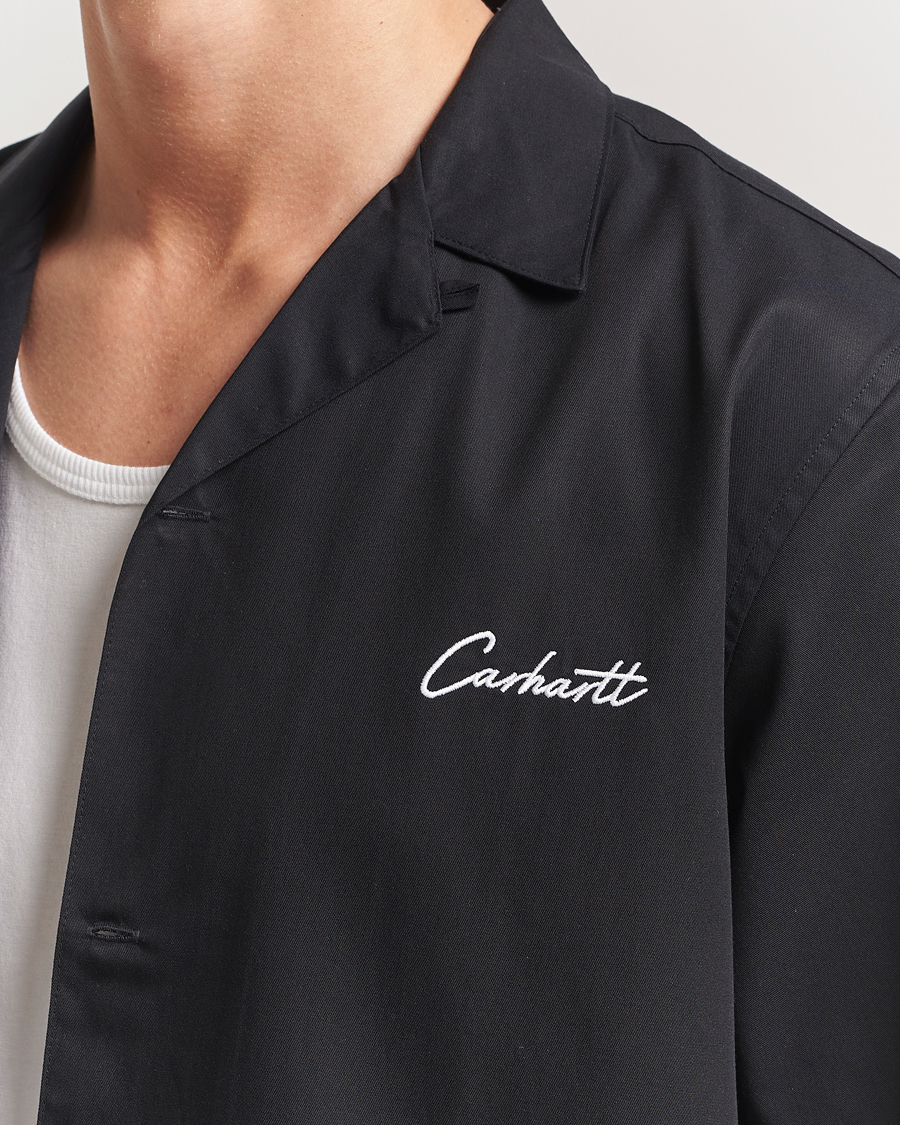Uomini | Camicie | Carhartt WIP | Short Sleeve Cotton/Tencel Delrey Shirt Black/White