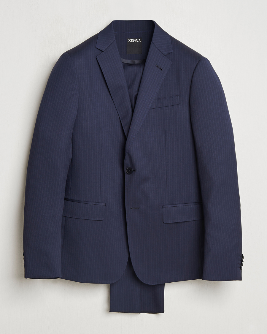 Uomini | Abiti | Zegna | Tailored Wool Suit Navy Stripe