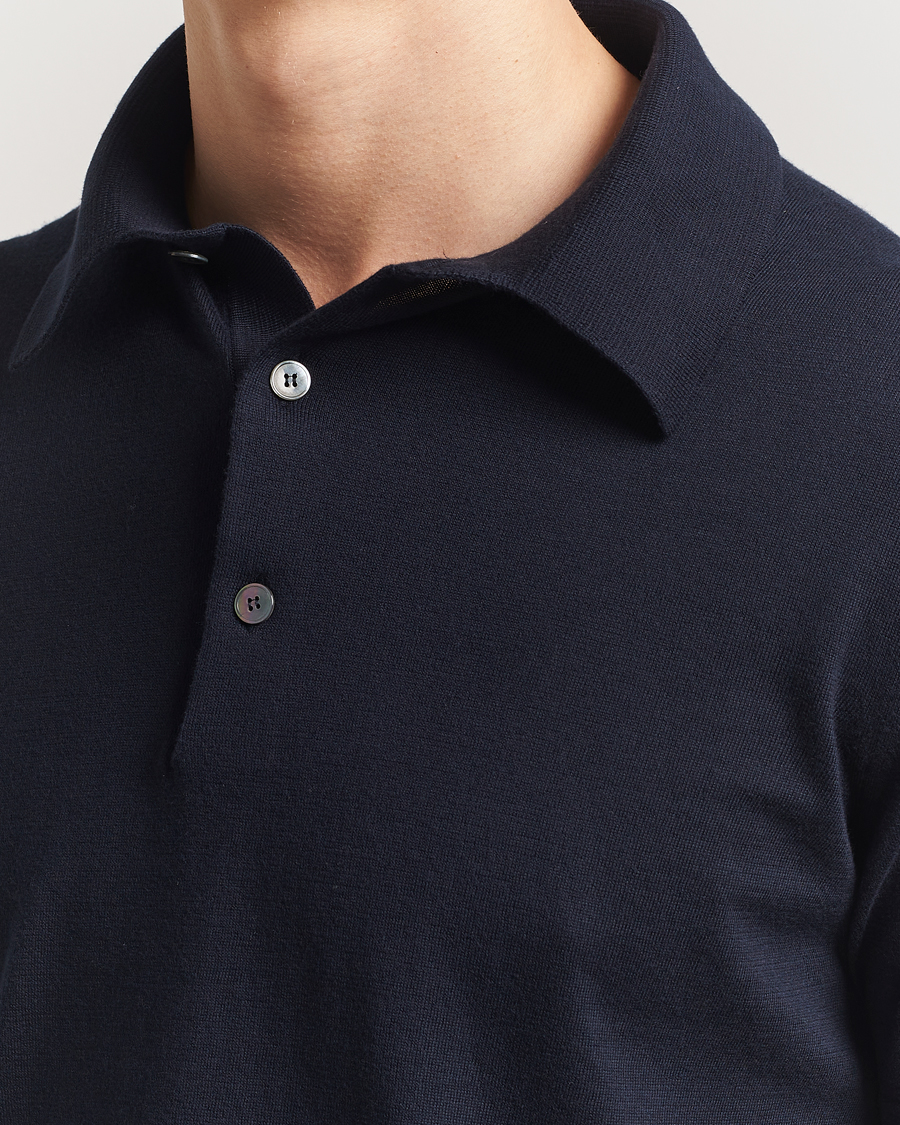 Uomini | Maglieria | Zegna | Premium Cotton Knitted Polo Navy
