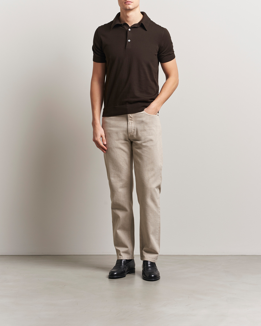 Uomini | Pantaloni | Zegna | 5-Pocket Marbled Denim Pants Beige