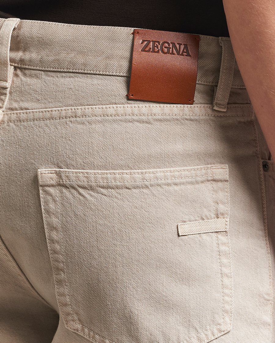 Uomini | Pantaloni | Zegna | 5-Pocket Marbled Denim Pants Beige