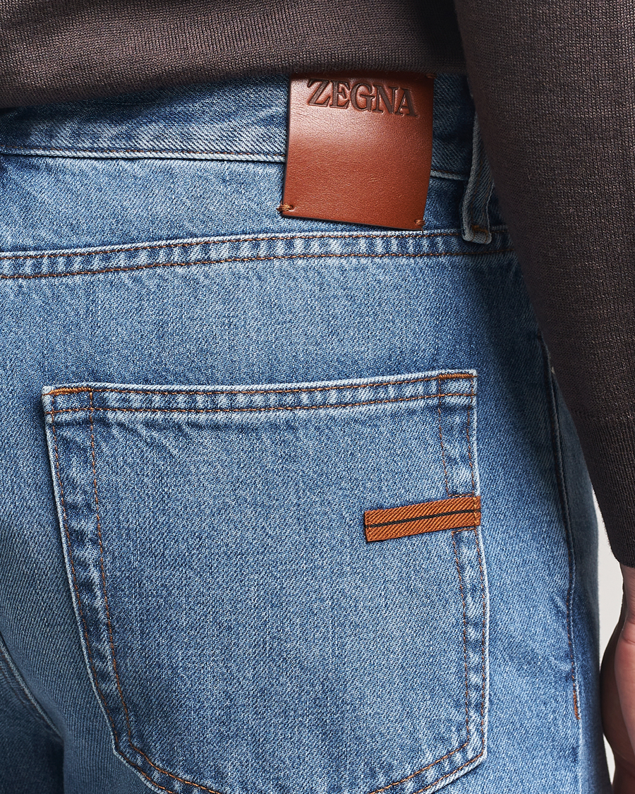 Uomini | Pantaloni | Zegna | 5-Pocket Denim Jeans Medium Blue Wash