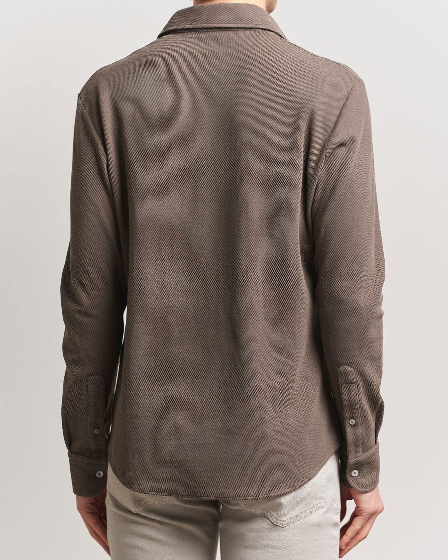 Uomini | Maglieria | Zegna | Cotton Piquet Long Sleeve Polo Brown