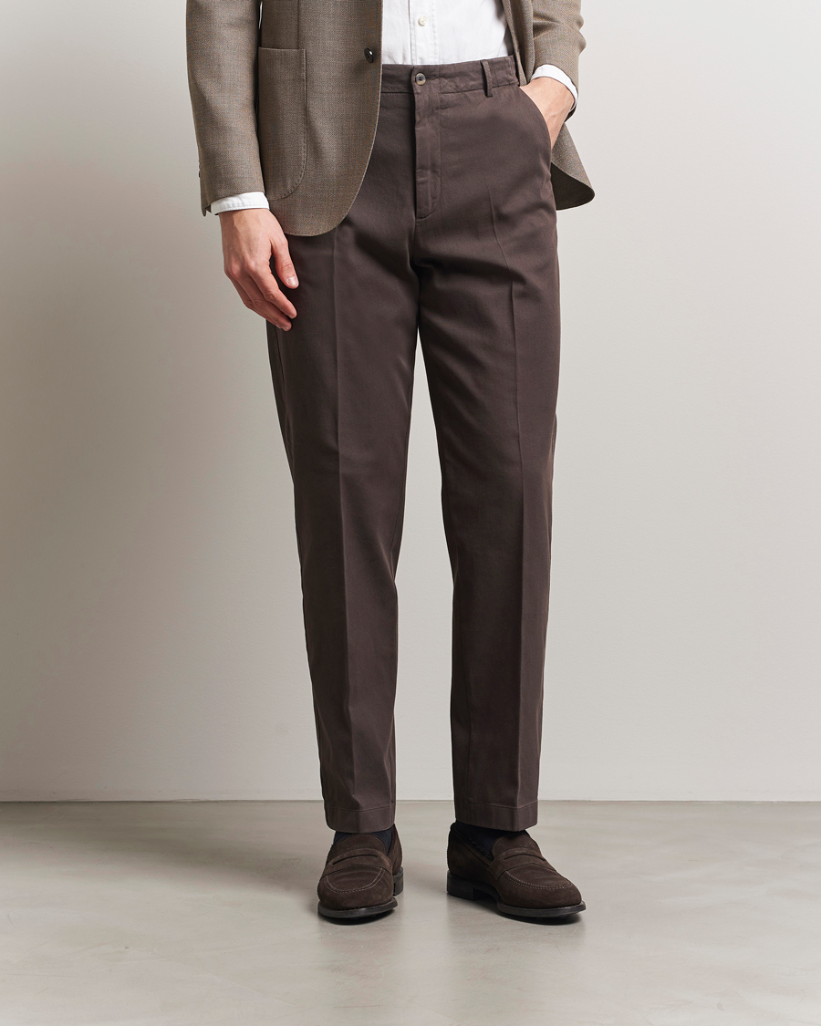 Uomini | Pantaloni | Boglioli | Regular Fit Cotton Chinos Brown