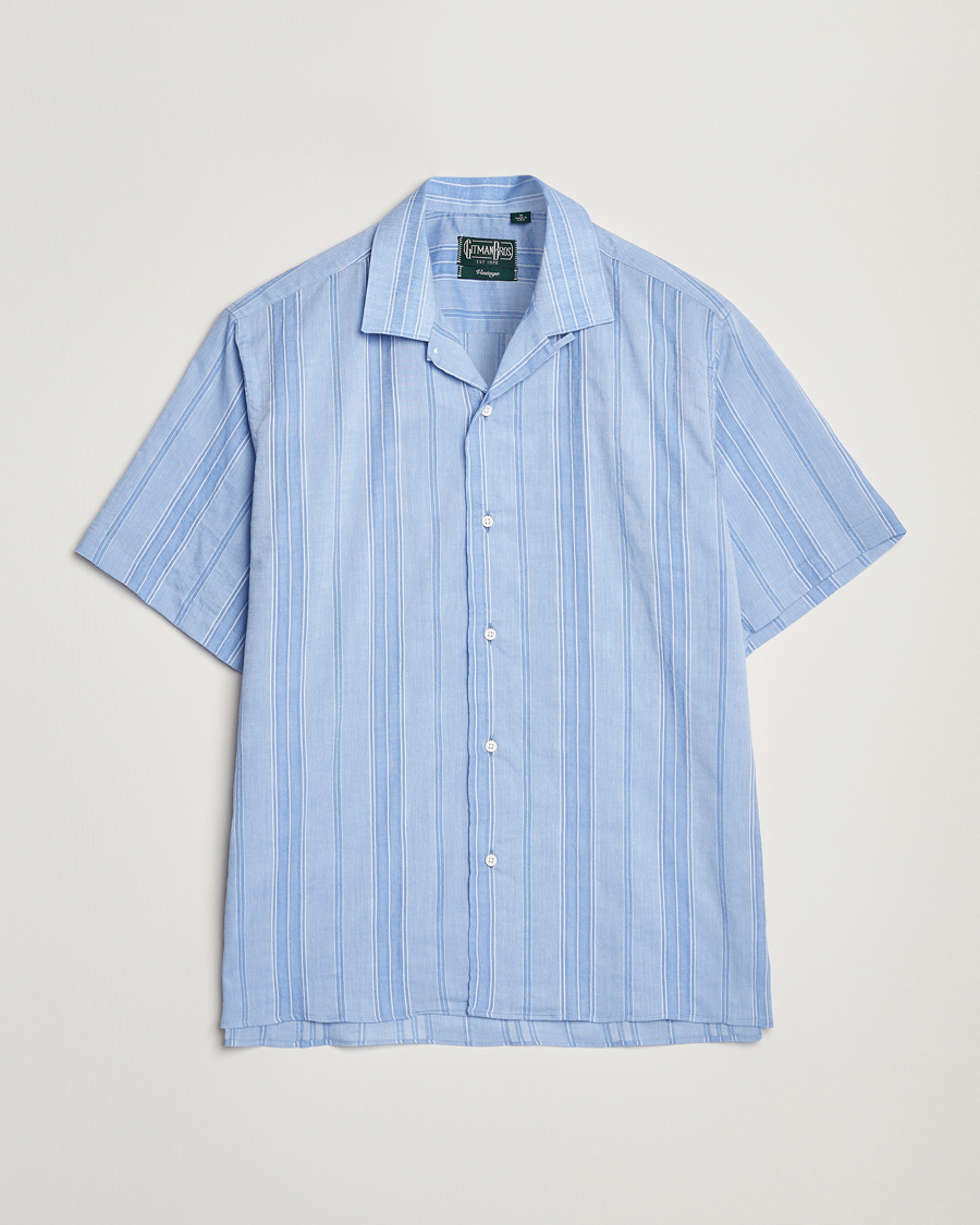 Uomini | Camicie | Gitman Vintage | Japanese Dobby Camp Shirt Light Blue