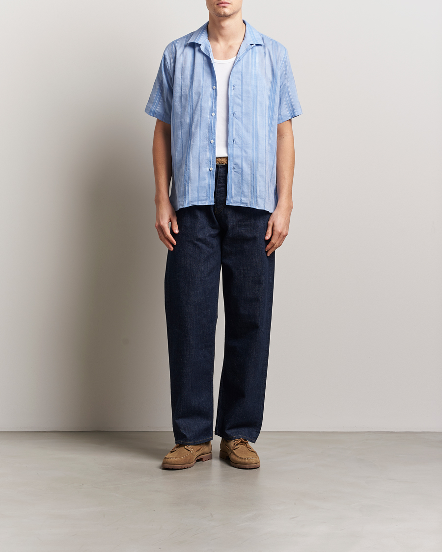 Uomini | Camicie | Gitman Vintage | Japanese Dobby Camp Shirt Light Blue