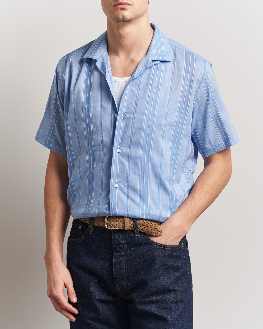 Uomini | Camicie | Gitman Vintage | Japanese Dobby Camp Shirt Light Blue