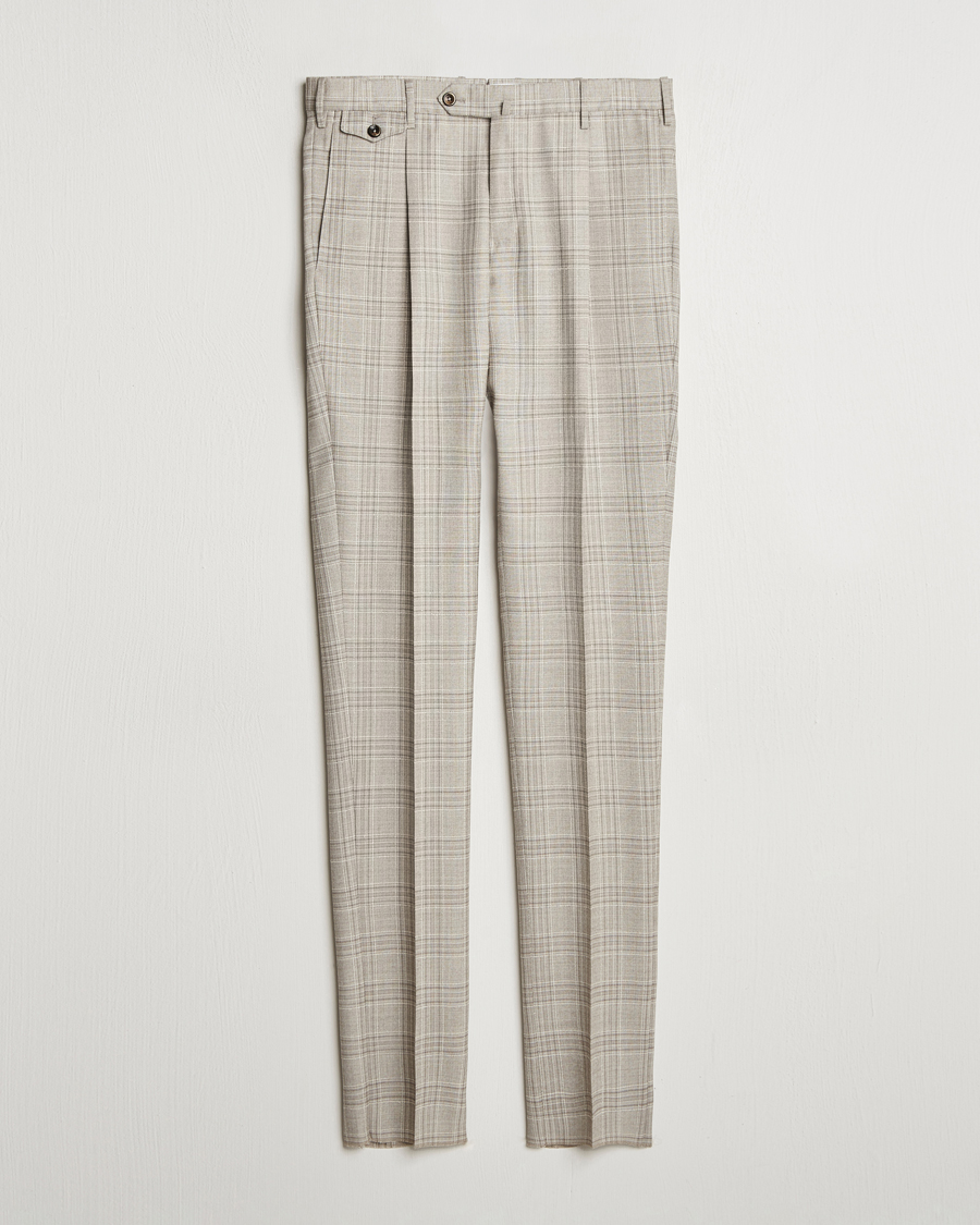 Uomini | Pantaloni | PT01 | Gentleman Fit Check Wool Trousers Beige