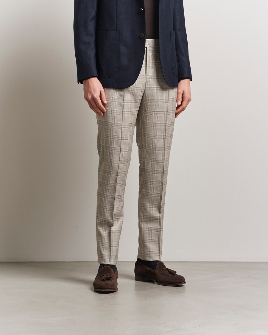 Uomini | Pantaloni | PT01 | Gentleman Fit Check Wool Trousers Beige