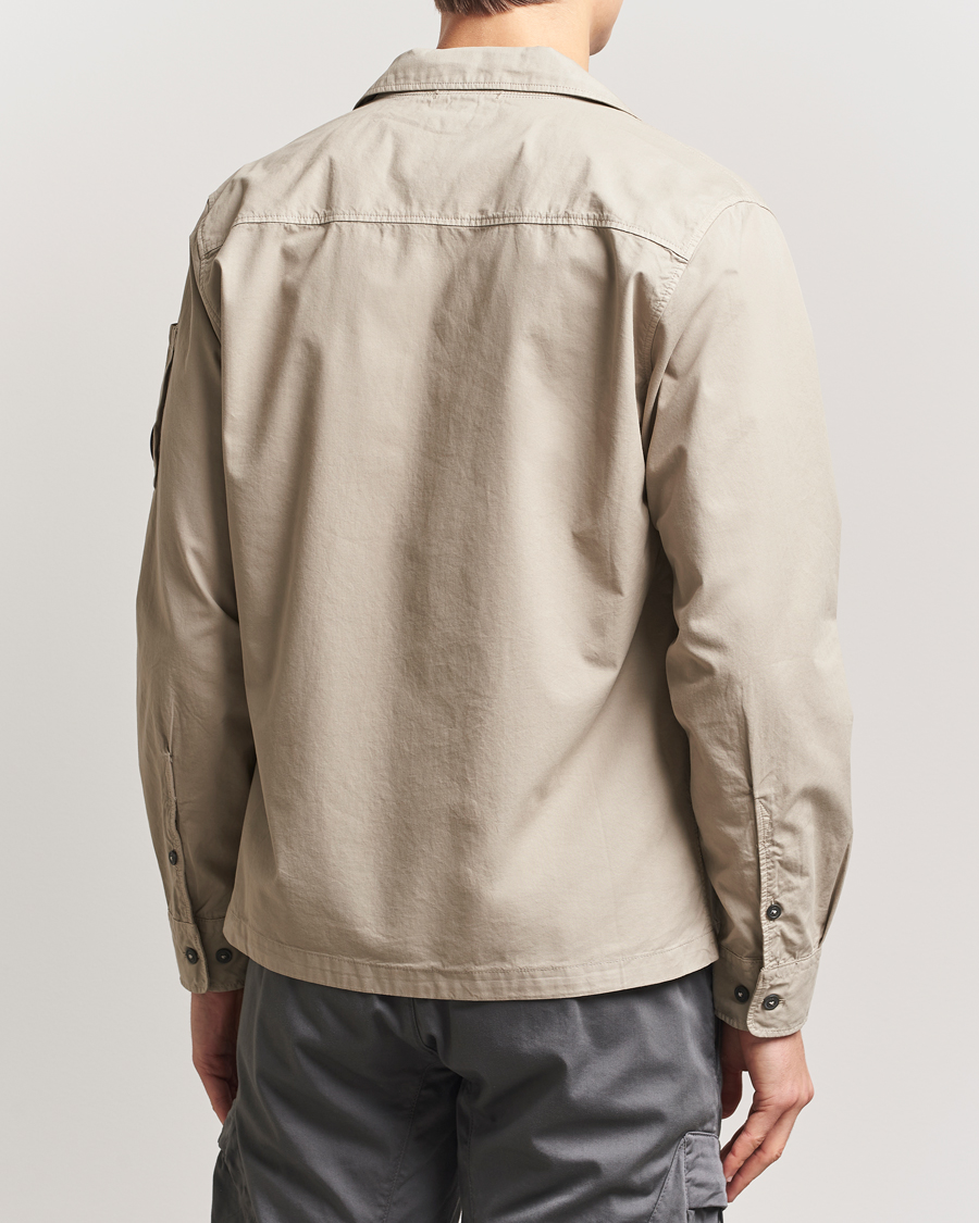 Uomini | Camicie | C.P. Company | Garment Dyed Gabardine Zip Shirt Jacket Beige