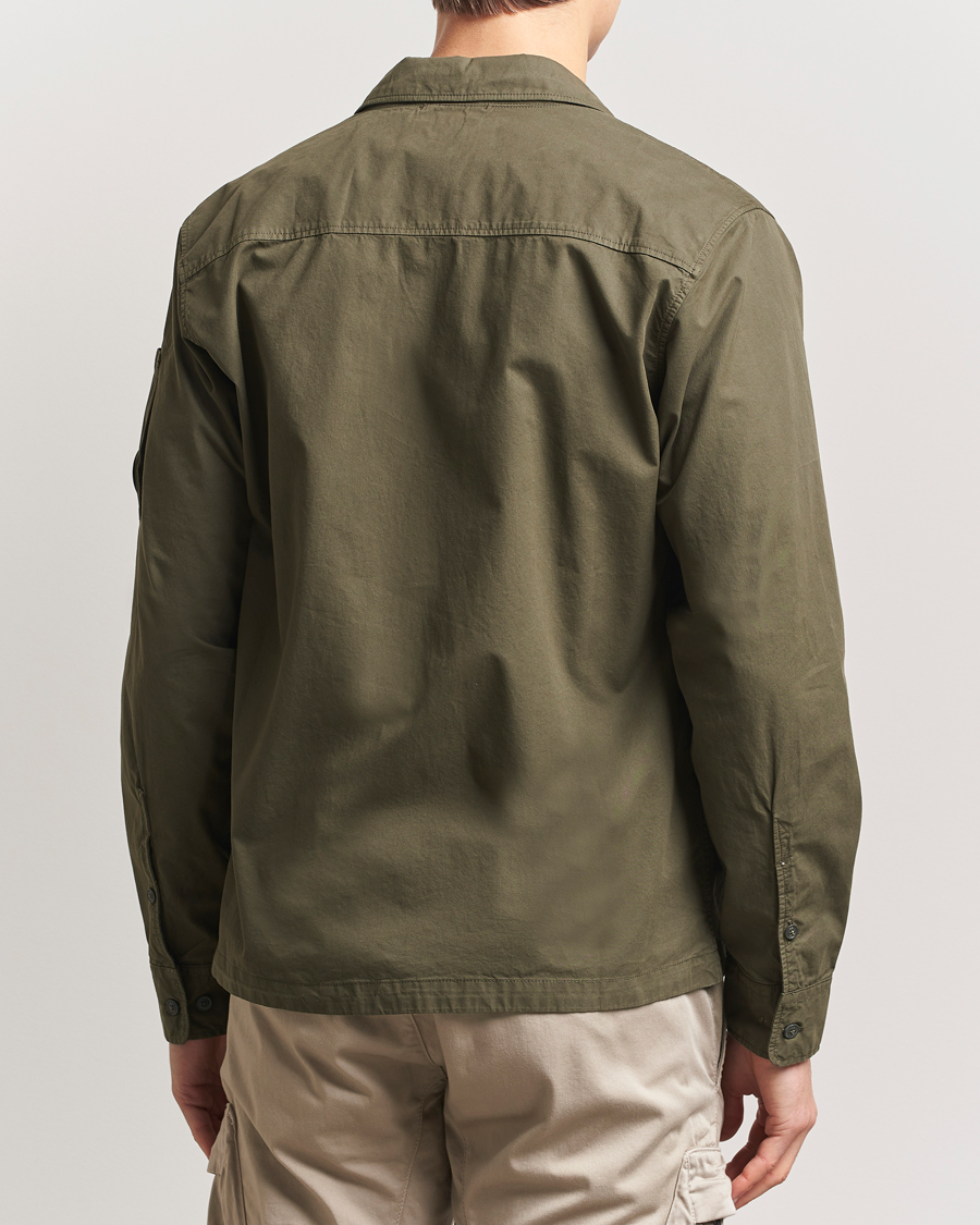 Uomini | Camicie | C.P. Company | Garment Dyed Gabardine Zip Shirt Jacket Olive