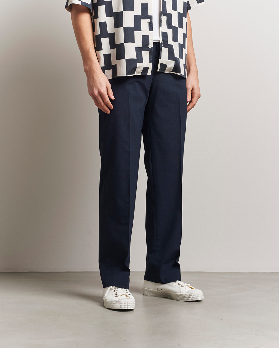 Uomini | Pantaloni | J.Lindeberg | Gabi Drape Wool Pants Navy