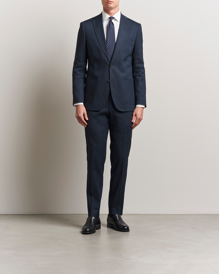 Uomini | Pantaloni | Morris | Heritage Linen Suit Trousers Navy