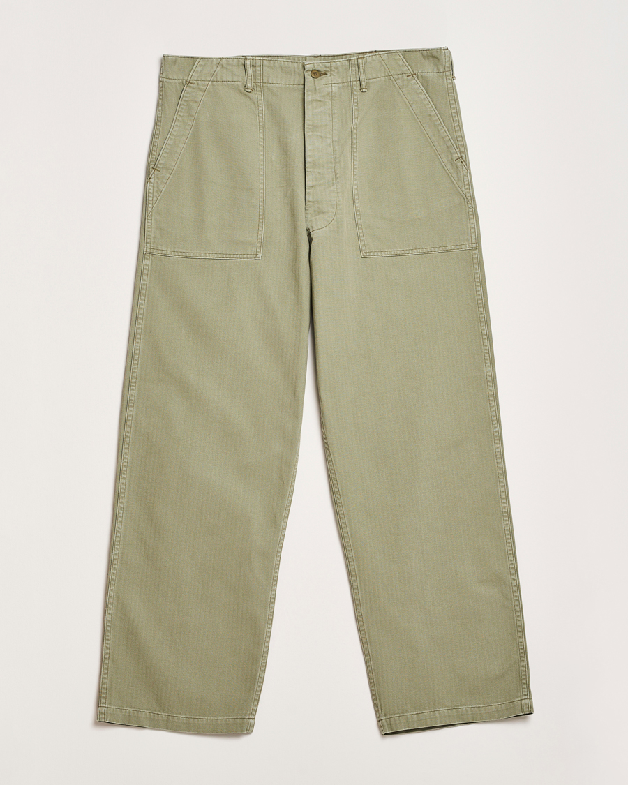 Uomini | Pantaloni | orSlow | Herringbone Summer Fatigue Pants Green
