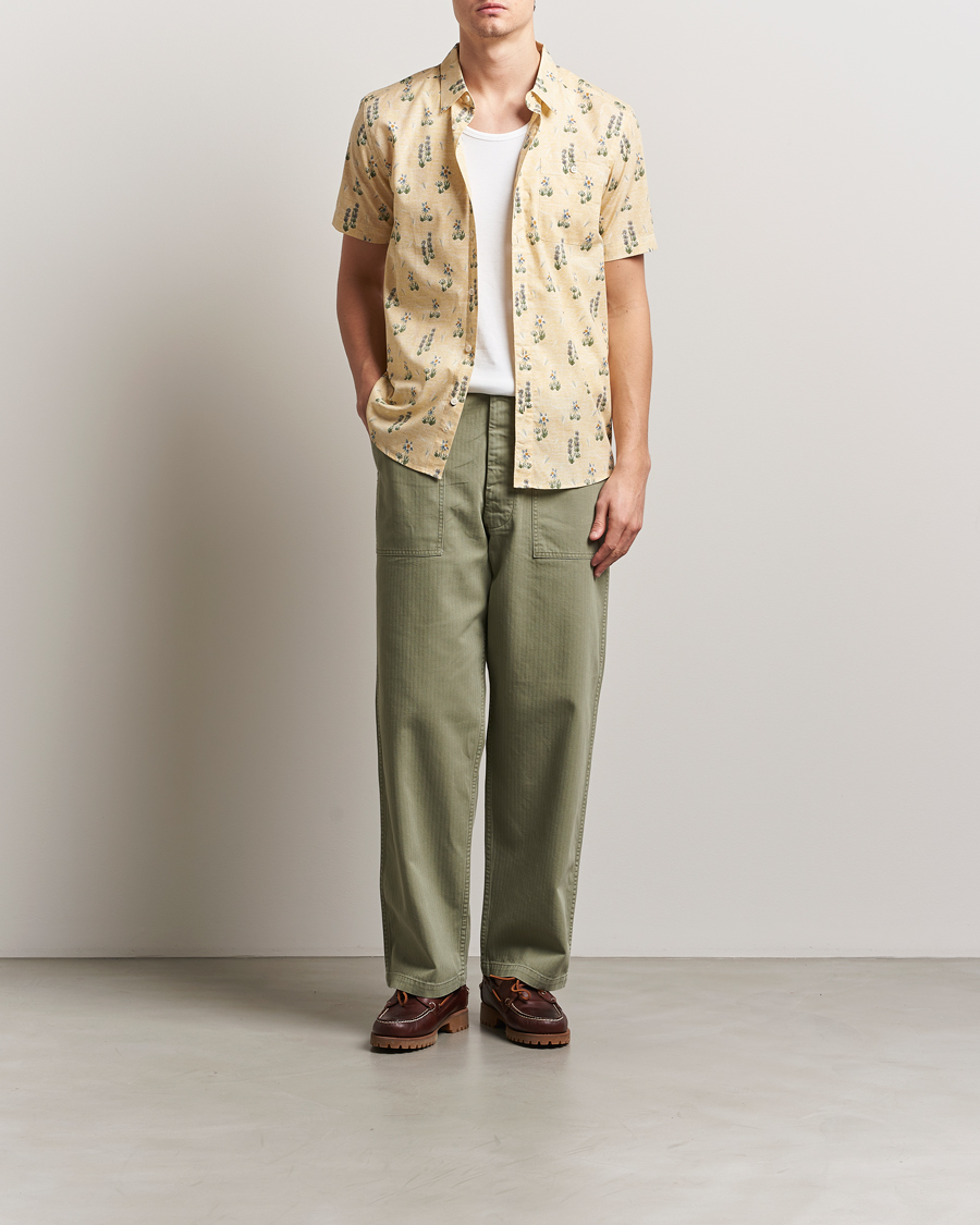 Uomini | Pantaloni | orSlow | Herringbone Summer Fatigue Pants Green