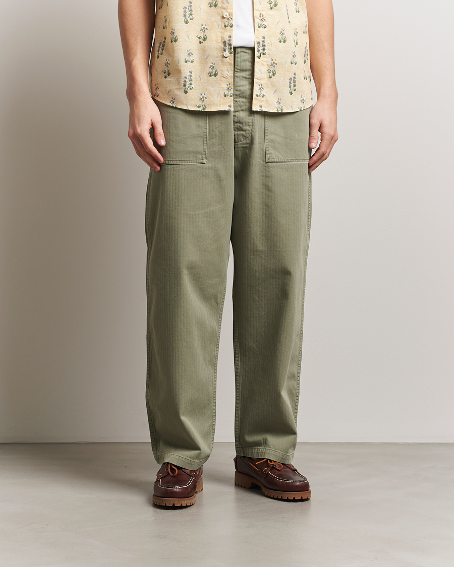 orSlow Herringbone Summer Fatigue Pants Green su CareOfCarl.it
