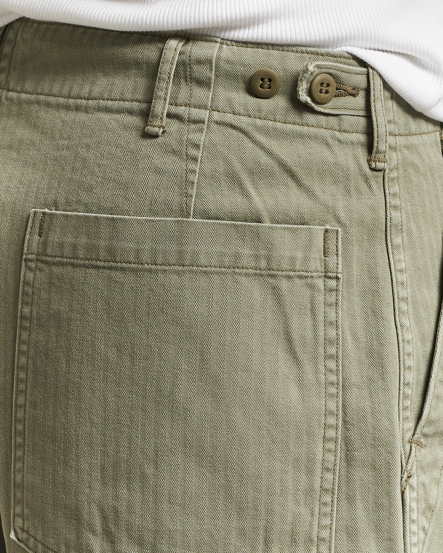 Uomini | Pantaloni | orSlow | Herringbone Summer Fatigue Pants Green