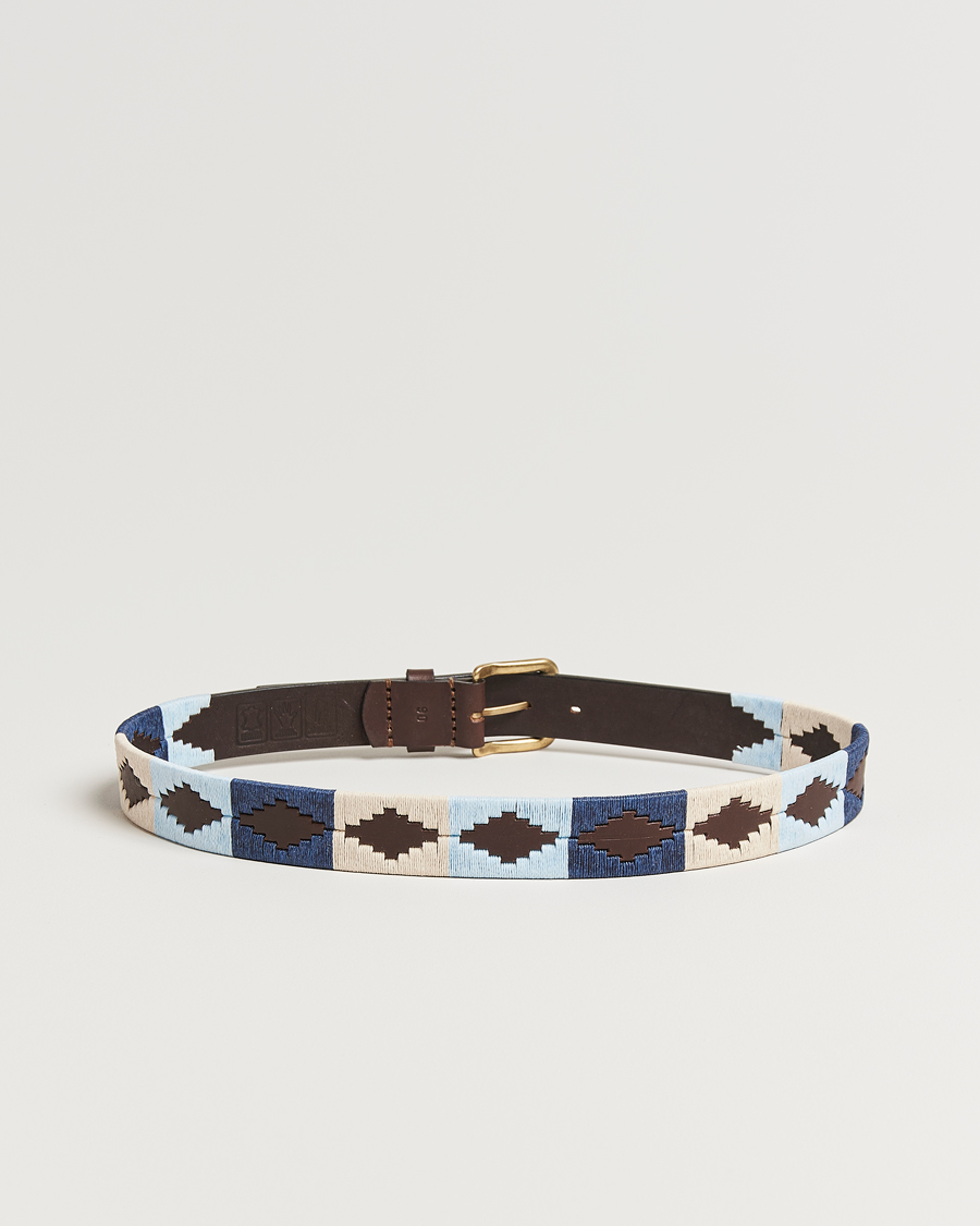 Uomini | Cinture | Pampeano | Sereno Hand Stitched Classic Leather Belt 3,5cm Blue