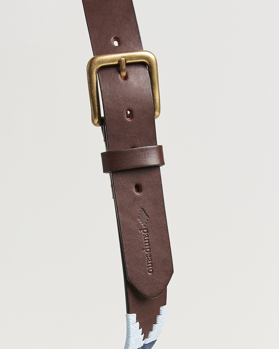 Uomini | Cinture | Pampeano | Sereno Hand Stitched Classic Leather Belt 3,5cm Blue