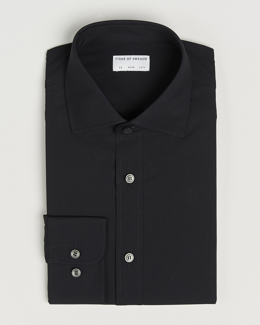 Uomini | Camicie | Tiger of Sweden | Adley Slim Fit Cut Away Shirt Black