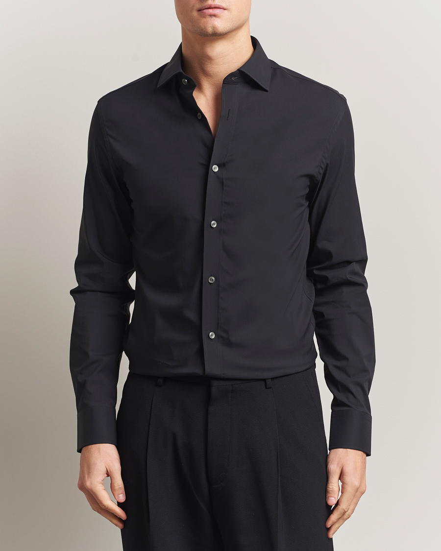 Uomini | Camicie | Tiger of Sweden | Adley Slim Fit Cut Away Shirt Black