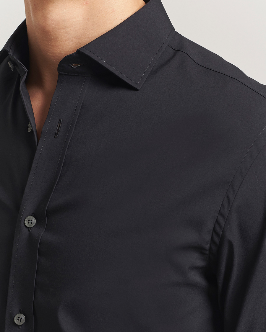 Uomini | Camicie | Tiger of Sweden | Adley Slim Fit Cut Away Shirt Black