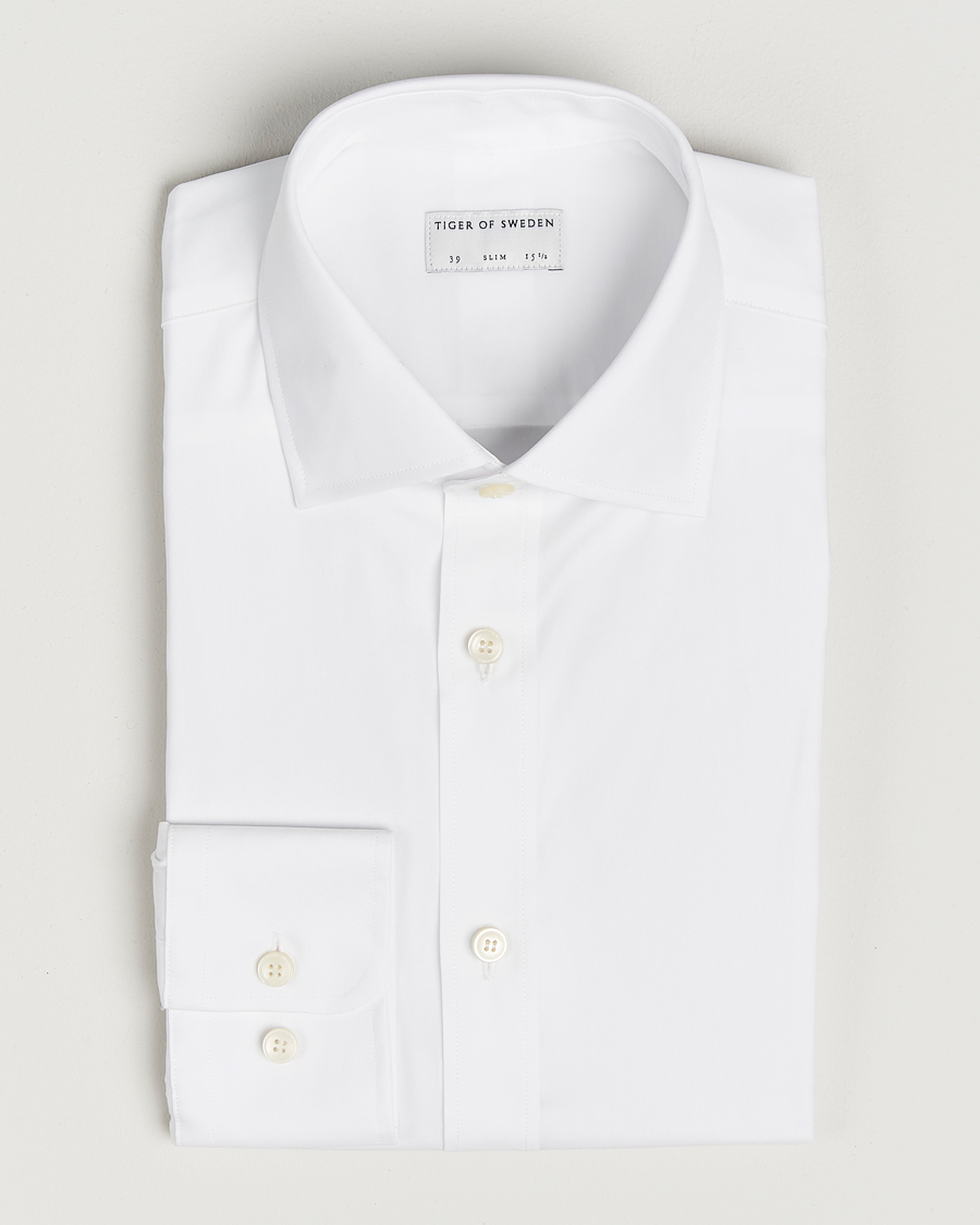 Uomini | Camicie | Tiger of Sweden | Adley Slim Fit Cut Away Shirt White