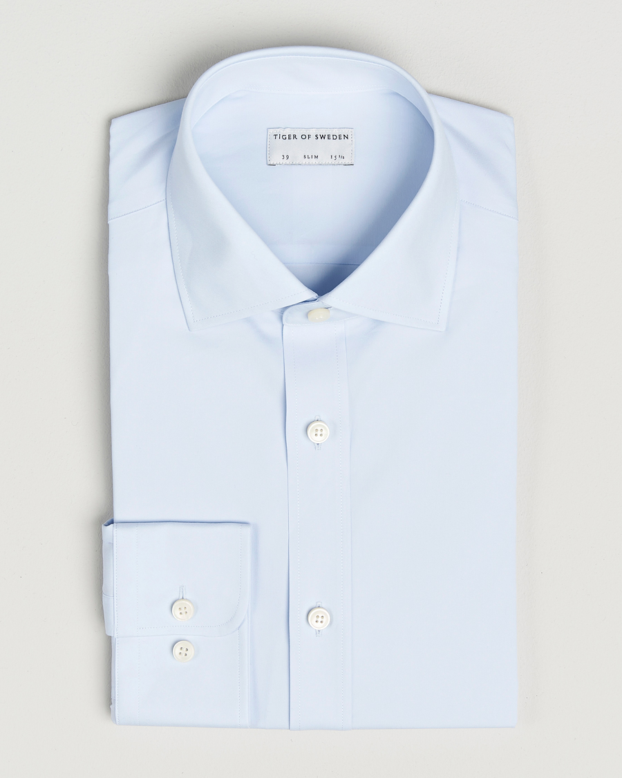 Uomini | Camicie | Tiger of Sweden | Adley Slim Fit Cut Away Shirt Light Blue