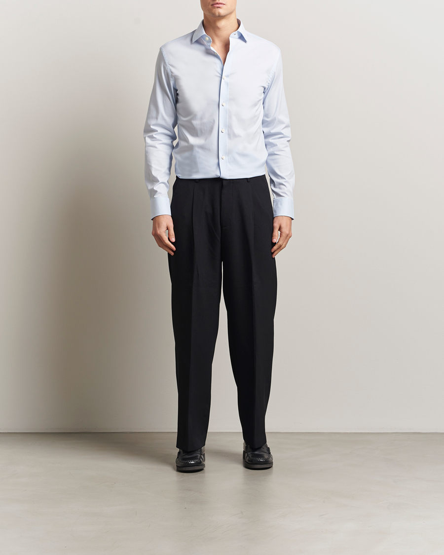 Uomini | Camicie | Tiger of Sweden | Adley Slim Fit Cut Away Shirt Light Blue