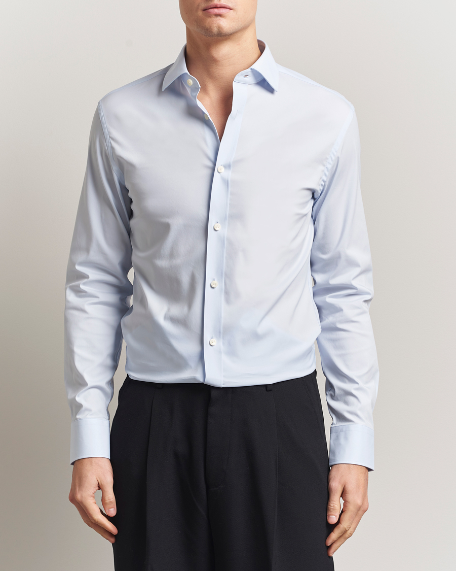 Uomini | Camicie | Tiger of Sweden | Adley Slim Fit Cut Away Shirt Light Blue