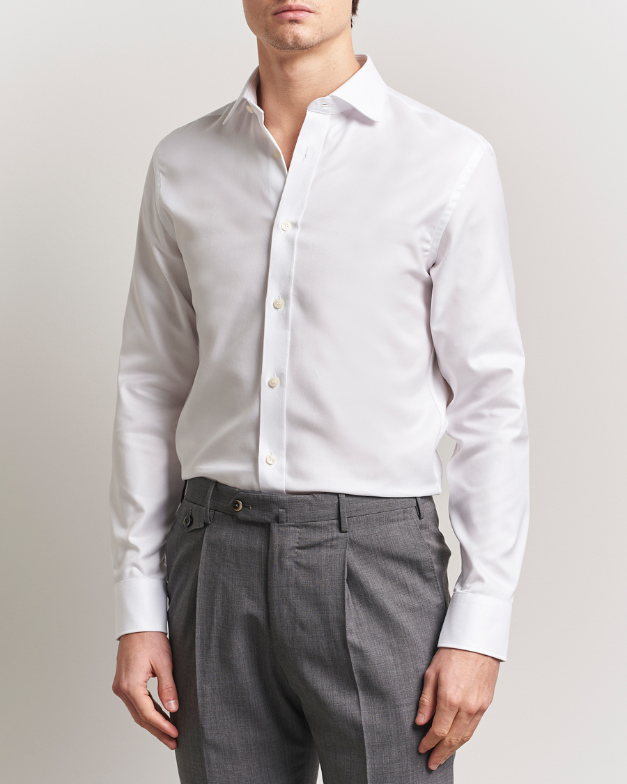 Uomini | Camicie | Tiger of Sweden | Adley Structured Slim Fit Cut Away Shirt White