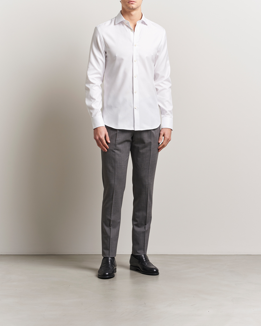 Uomini | Camicie | Tiger of Sweden | Adley Structured Slim Fit Cut Away Shirt White