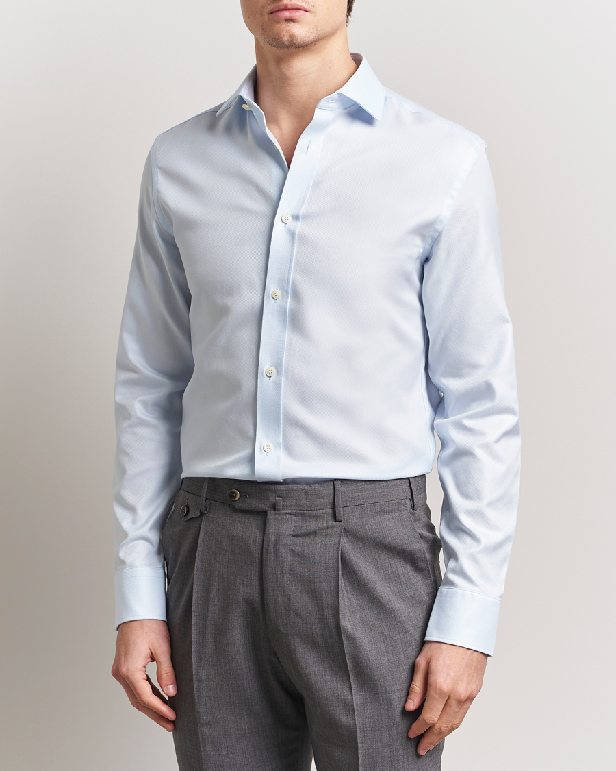 Uomini | Camicie | Tiger of Sweden | Adley Structured Slim Fit Cut Away Shirt Light Blue