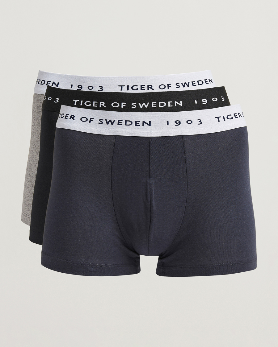 Uomini | Biancheria intima | Tiger of Sweden | Hermod Cotton 3-Pack Boxer Brief Black/Navy/Grey