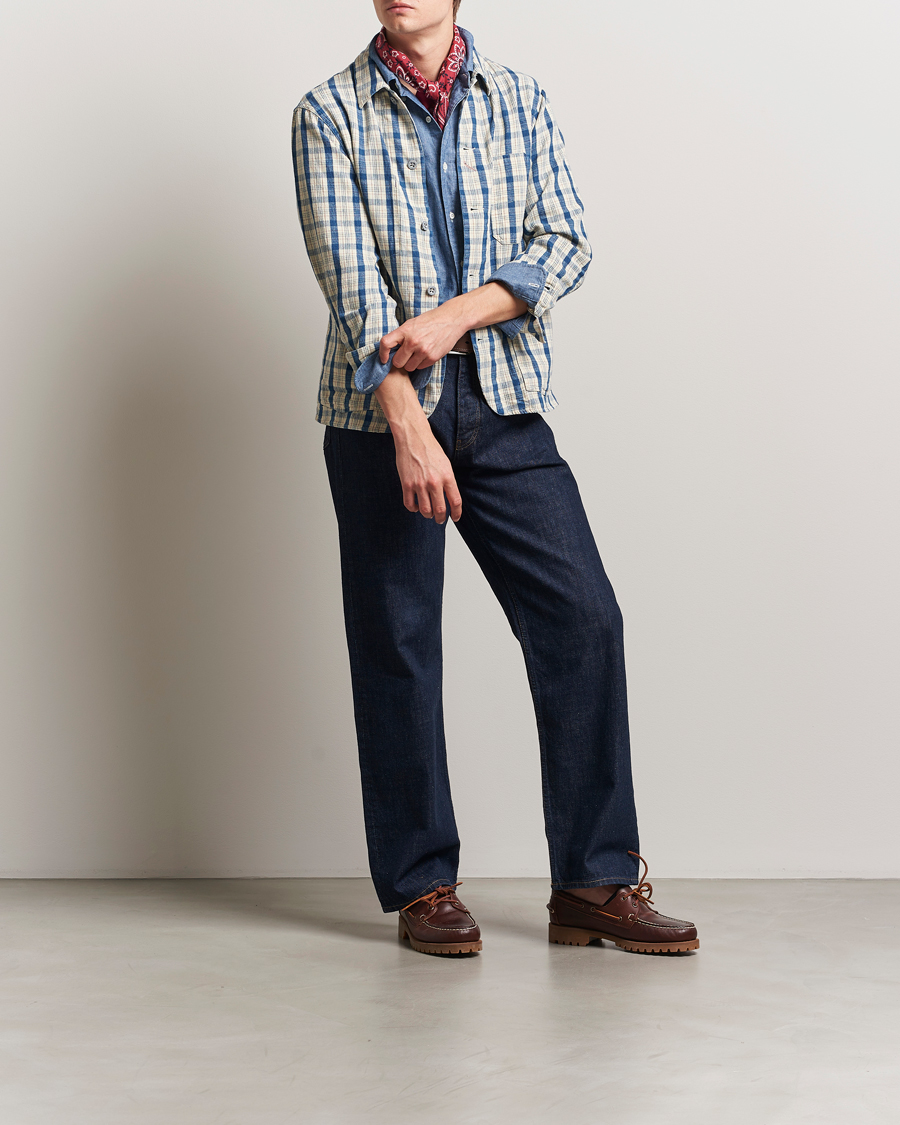 Uomini | Giacche | RRL | Norfolk Shirt Jacket Indigo/Cream Plaid