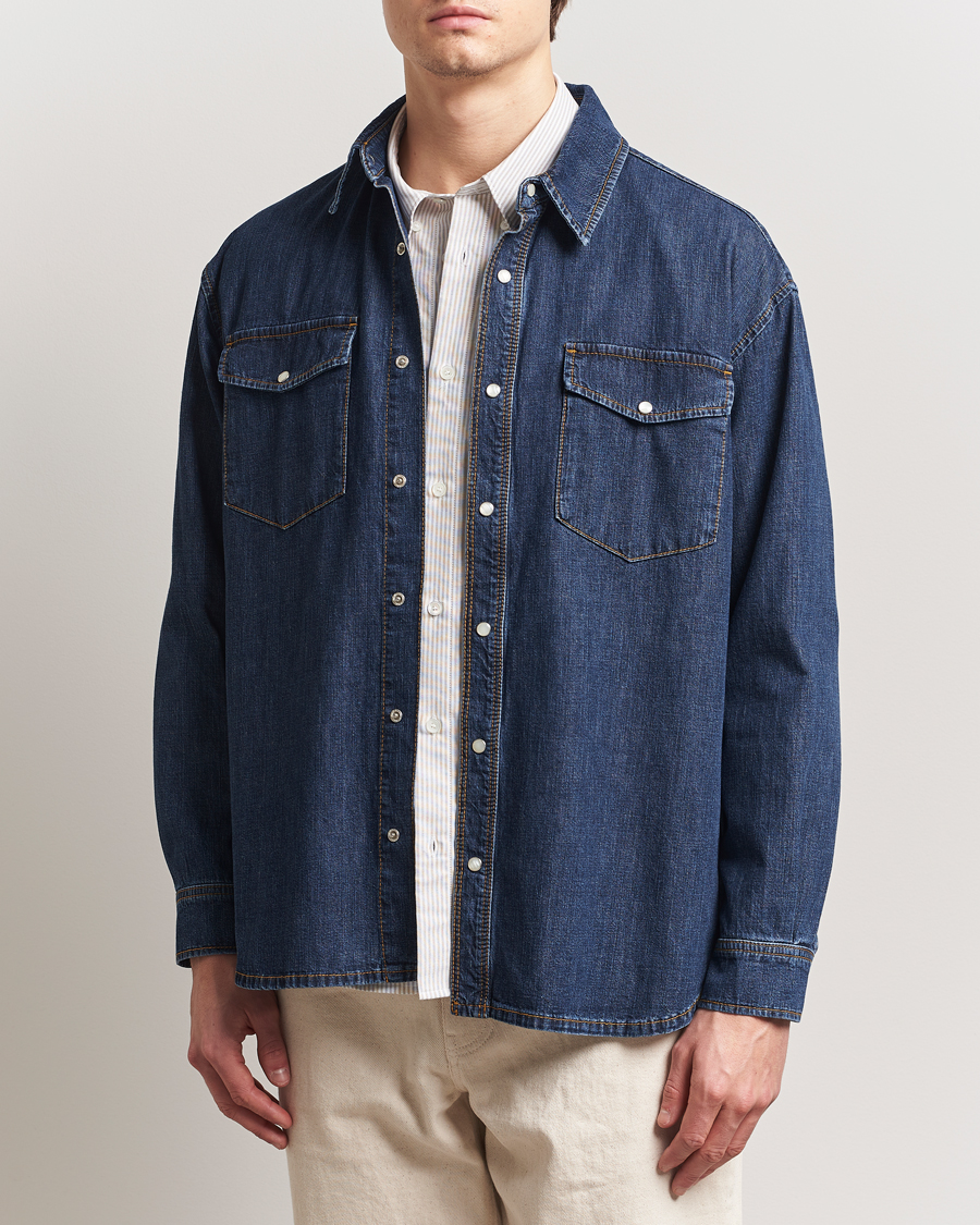 Uomini | Camicie | Jeanerica | Arno Denim Shirt Dark Blue Vintage