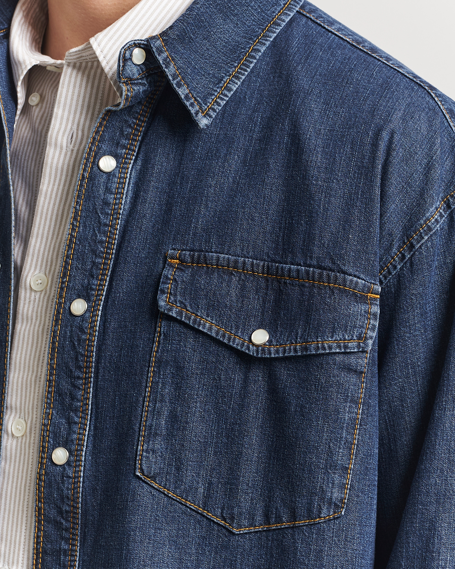 Uomini | Camicie | Jeanerica | Arno Denim Shirt Dark Blue Vintage