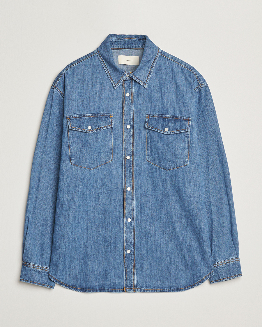 Uomini | Camicie | Jeanerica | Arno Denim Shirt Light Blue Vintage