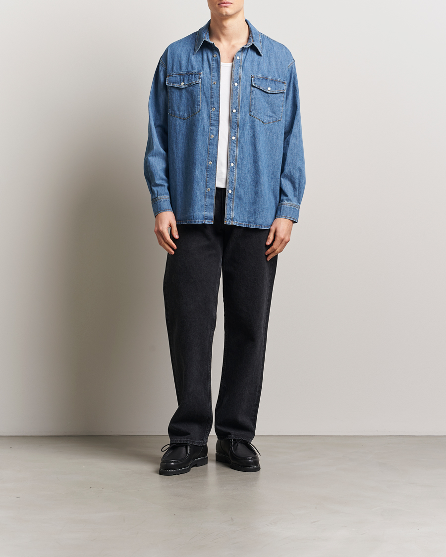 Uomini | Camicie | Jeanerica | Arno Denim Shirt Light Blue Vintage