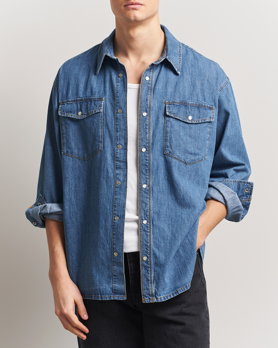 Uomini | Camicie | Jeanerica | Arno Denim Shirt Light Blue Vintage