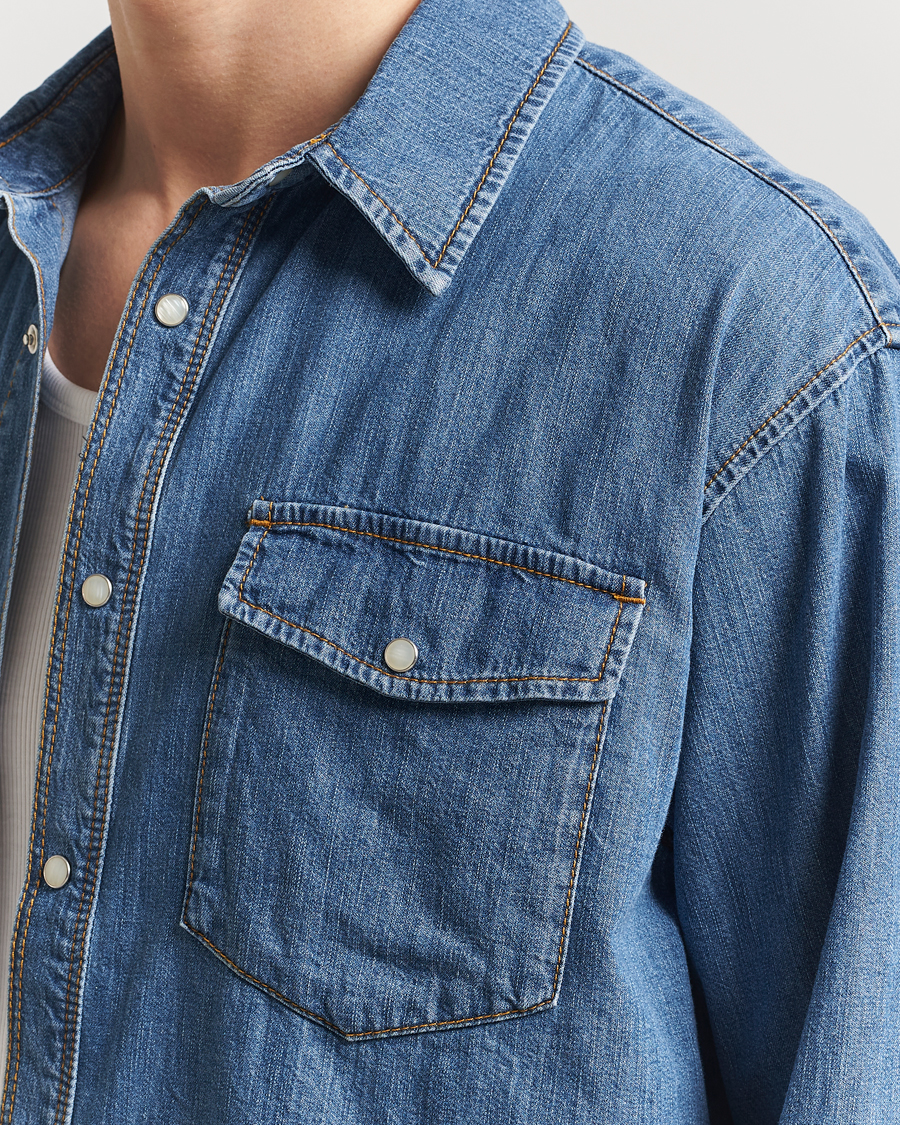 Uomini | Camicie | Jeanerica | Arno Denim Shirt Light Blue Vintage