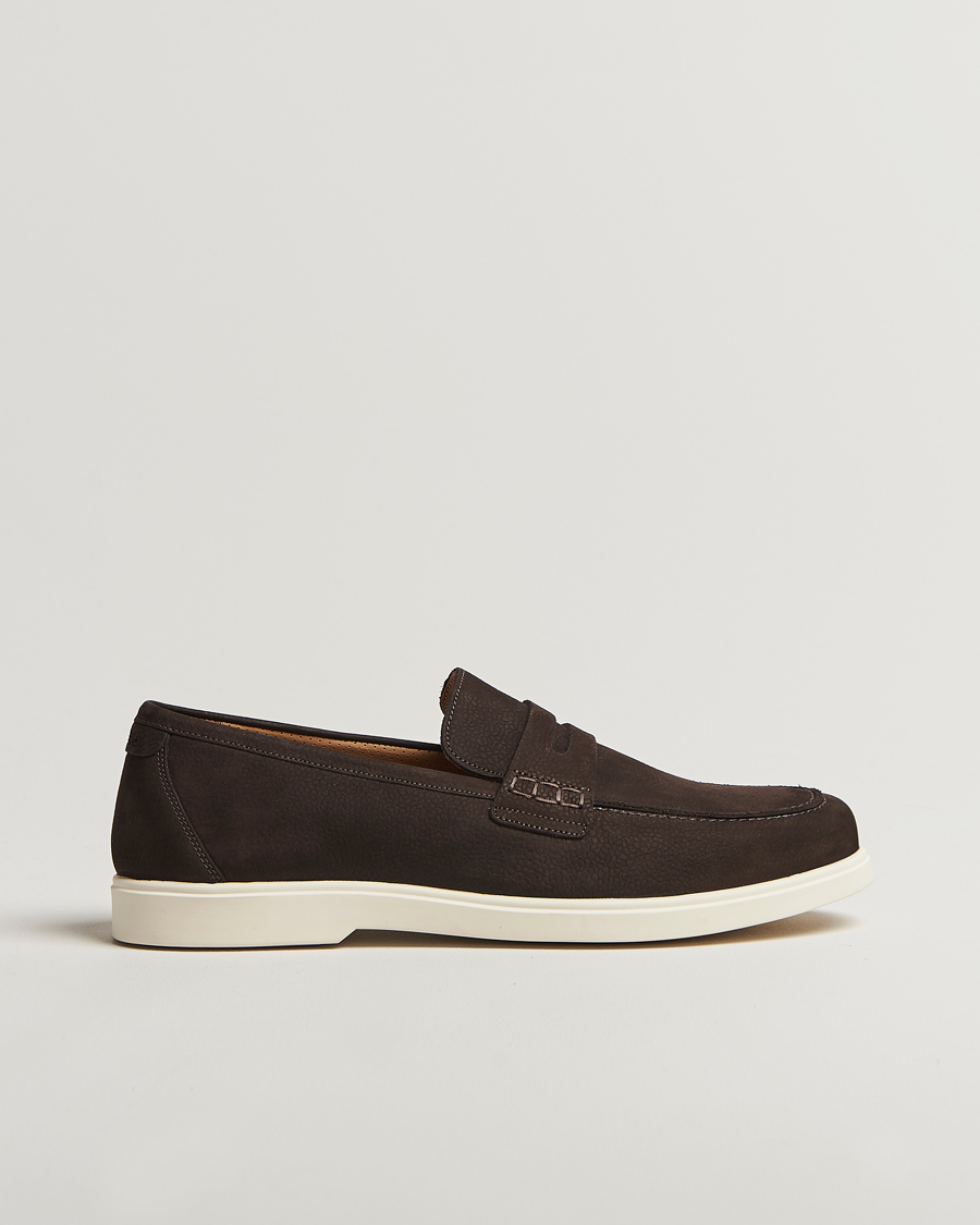 Uomini | Mocassini | Loake 1880 | Como Nubuck Loafers Dark Brown