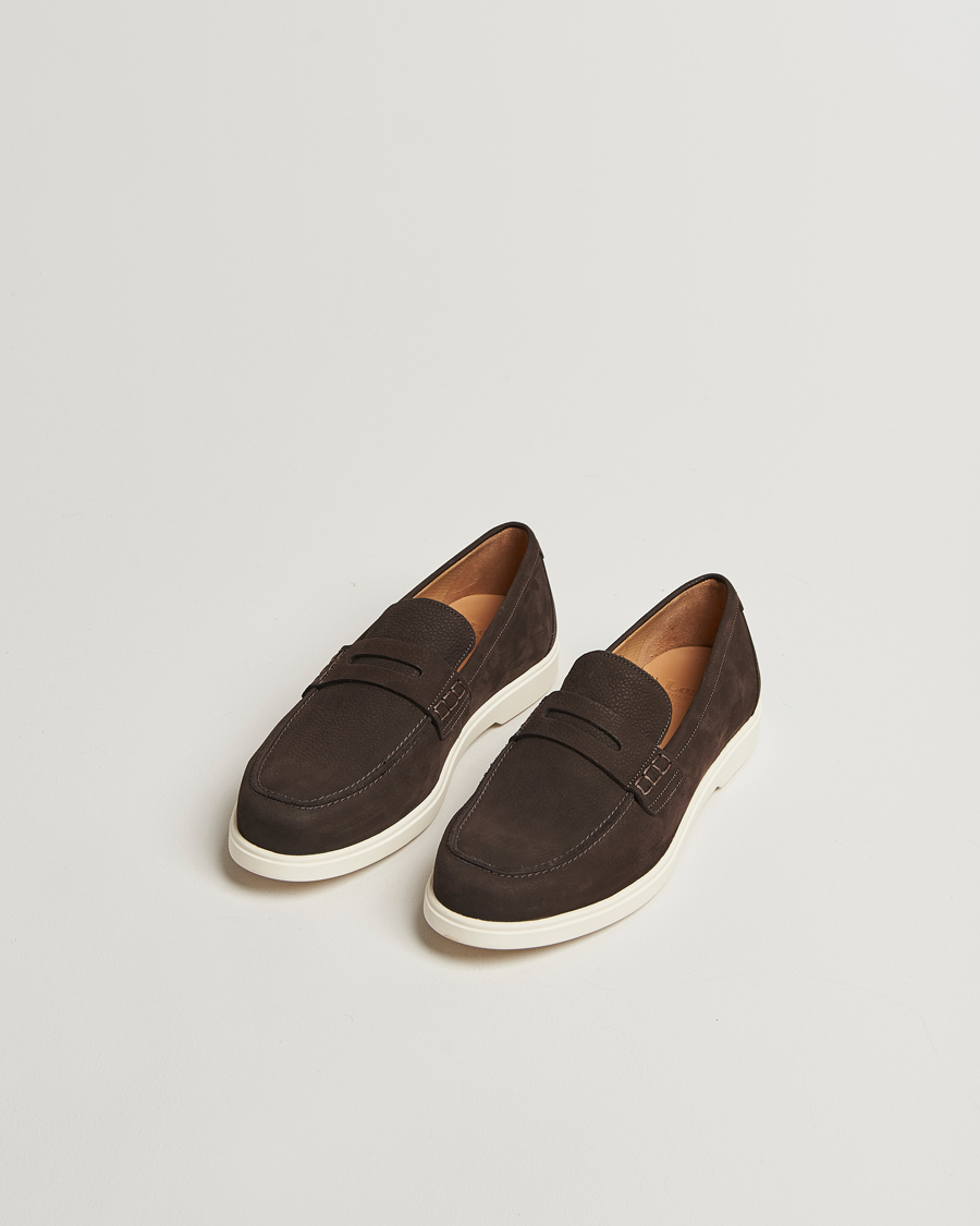 Uomini | Mocassini | Loake 1880 | Como Nubuck Loafers Dark Brown