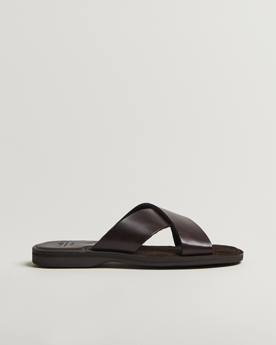 Uomini | Sandali & Diapositive | Loake 1880 | Gozo Leather Sandal Dark Brown