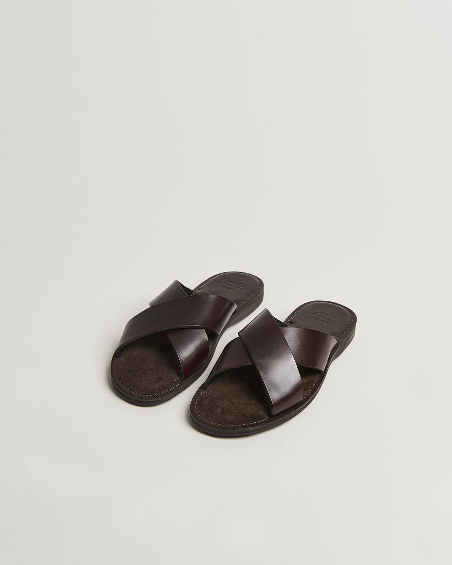 Uomini | Sandali & Diapositive | Loake 1880 | Gozo Leather Sandal Dark Brown