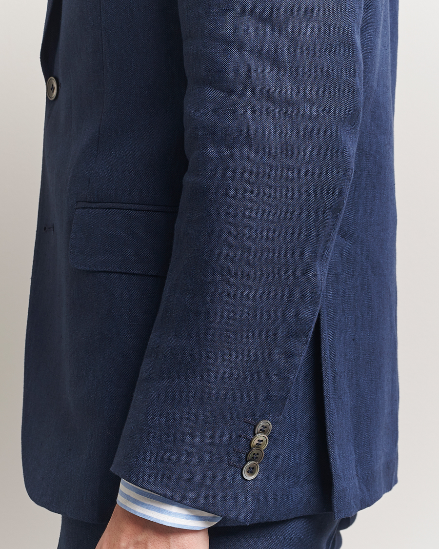 Uomini | Blazers | Oscar Jacobson | Ferry Soft Linen Blazer Navy