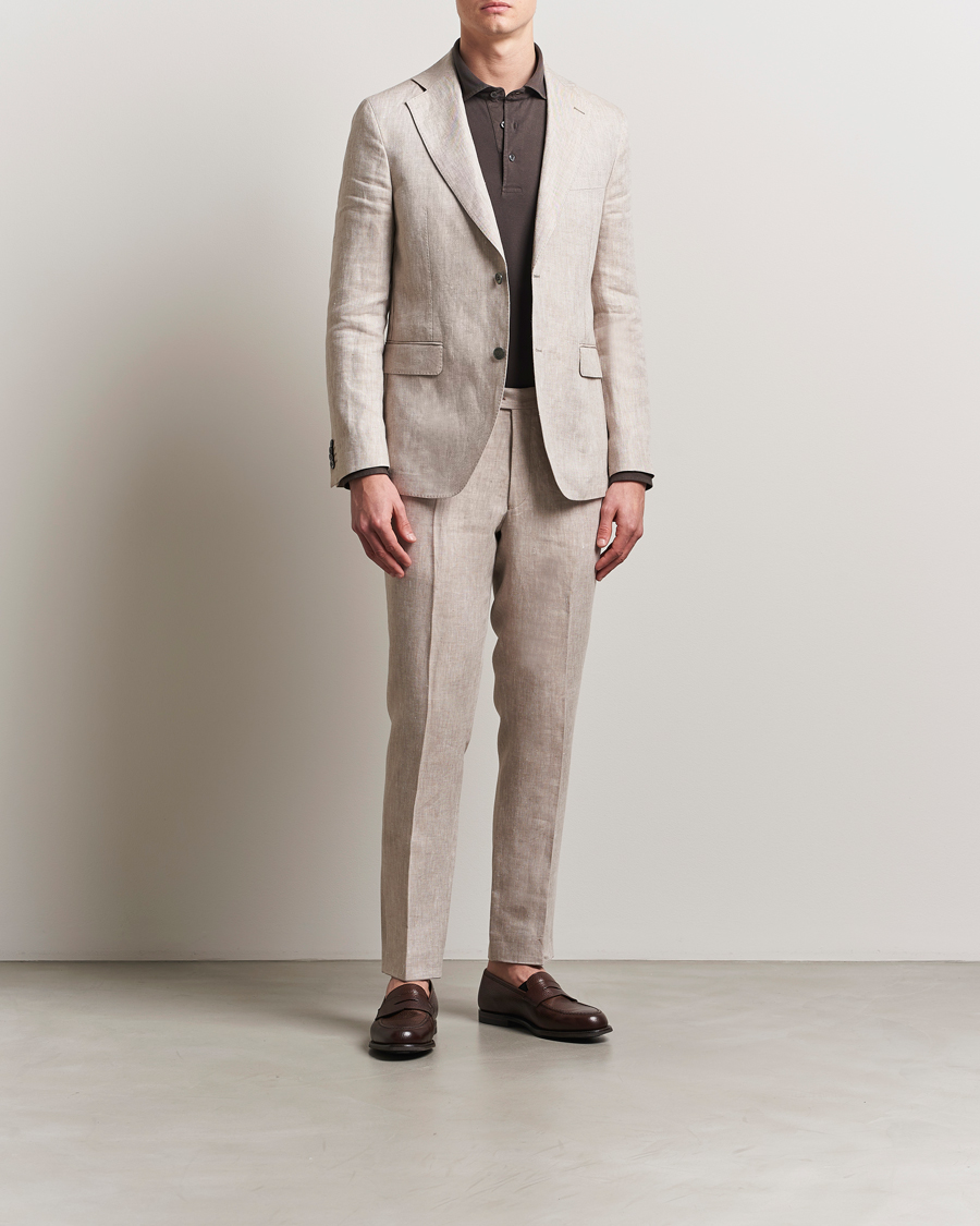 Uomini | Blazers | Oscar Jacobson | Ferry Soft Linen Blazer Beige
