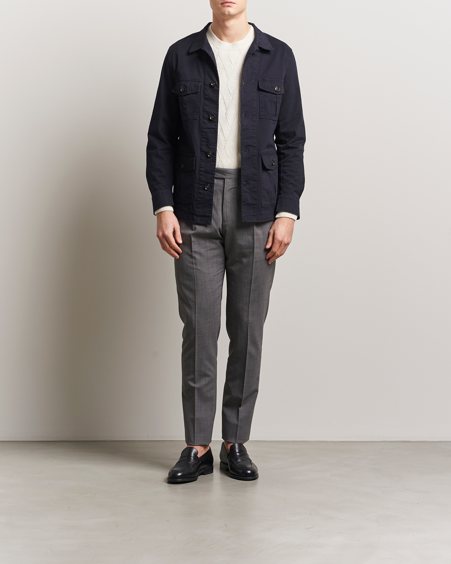 Uomini | Camicie | Oscar Jacobson | Safari Shirt Jacket Navy