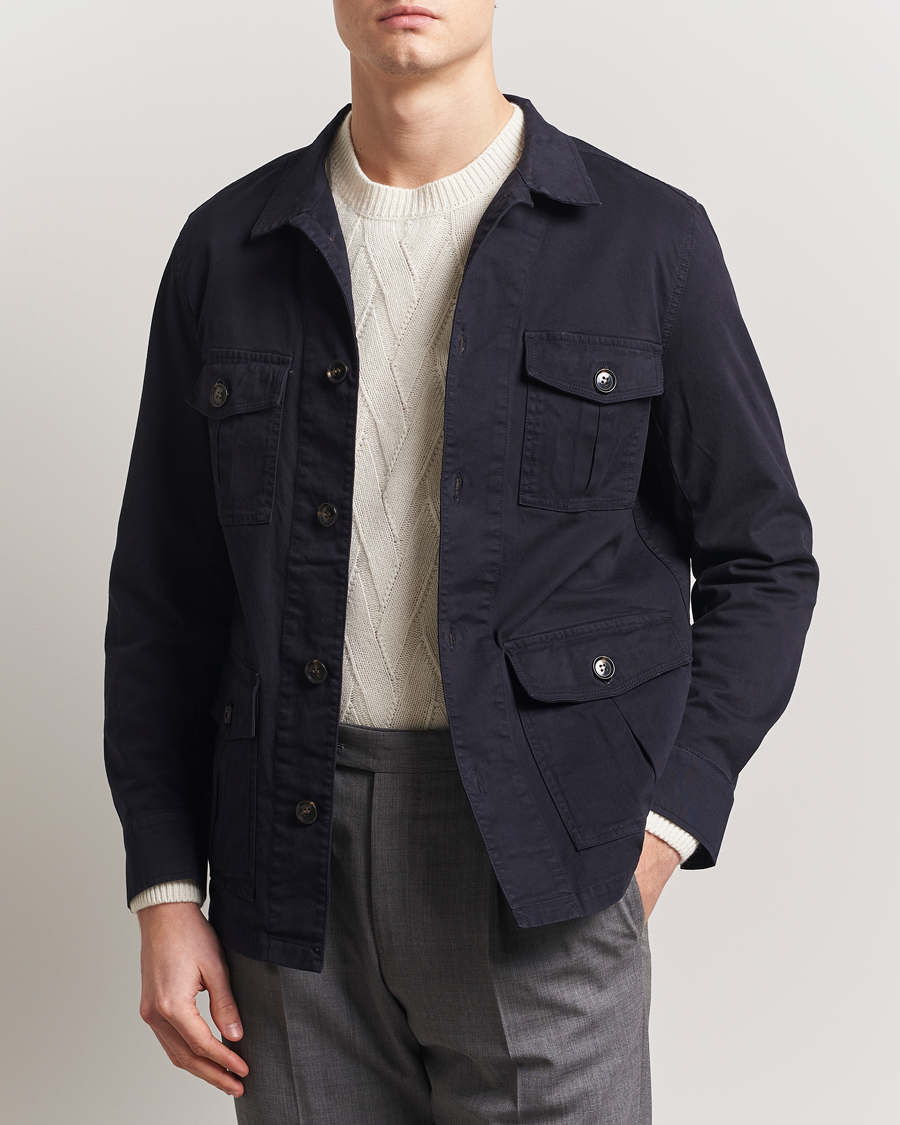 Uomini | Camicie | Oscar Jacobson | Safari Shirt Jacket Navy