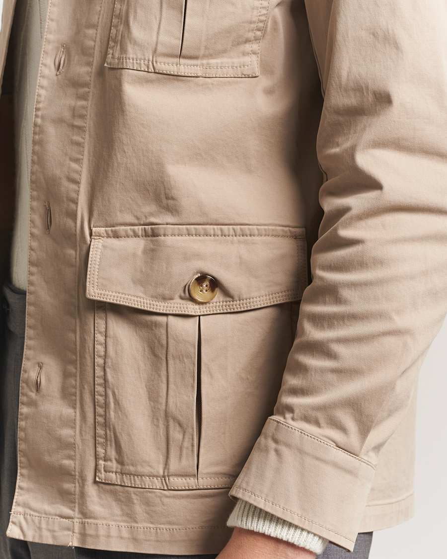 Uomini | Camicie | Oscar Jacobson | Safari Cotton Shirt Jacket Beige